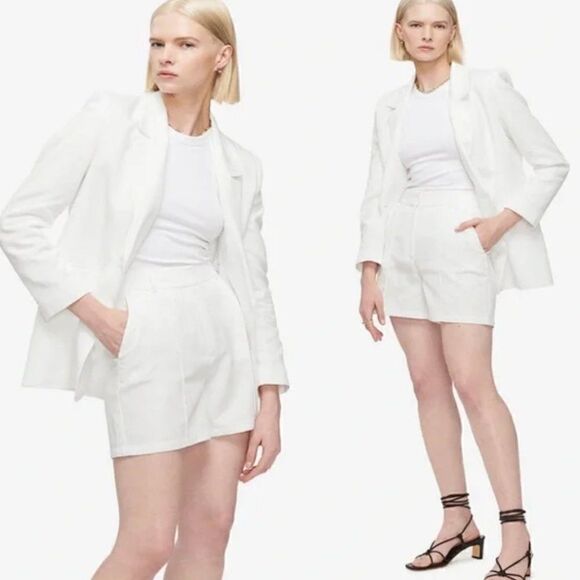 Anine Bing Mila White Shorts Linen Blend Size 38 Medium - Picture 3 of 13